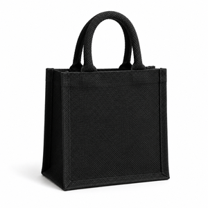 Sac fourre-tout en tissu de jute écologique, Live Simply, choisissez un sac cadeau durable, noir - Product Image 5