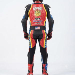 Combinaison de course Kawasaki Premium pour homme, 1 pièce, en cuir de vache véritable/cuir de kangourou, style MotoCP, combinaison de course sur circuit, niveau de protection 2 - Product Image 2