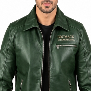 Men Silver Metallic Finish Modern Design Front Zipper Closure Contrast Panel Style <b>Long</b> Sleeve Design Custom <b>leather</b> <b>Jacket</b> - Product Image 4