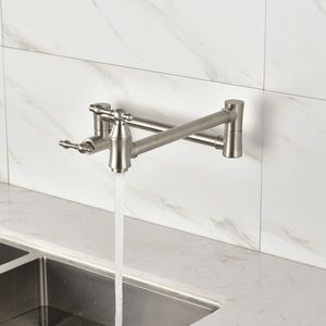 Rubinetto da Cucina a Doppia Maniglia in Ottone Lucidato di Alta Qualità, Rubinetto Pieghevole per Riempimento Pentole, Montaggio a Parete per Uso Commerciale - Product Image 3