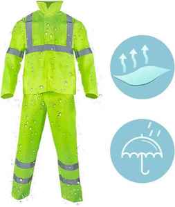 Combinaison de pluie imperméable haute visibilité, vêtements de travail réfléchissants pour la construction, vêtements de sécurité à manches longues, vêtements de sécurité intégrale, vente en gros - Product Image 4