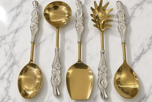 Servidores de Ensalada Decorativos de Lujo con Mangos Artísticos, Elegantes Cubiertos Metálicos para Mesas de Boda, Cenas Elegantes y Regalos - Product Image 4