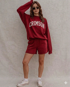 Conjunto de Top de Cuello Alto y Pantalones Cortos por Encima de la Rodilla para Mujer, Cálido y Cómodo para Invierno, Corte Relajado, Uso Diario, Colección de Ropa Moderna Premium - Product Image 1