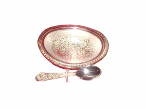 Cuenco ovalado plateado con cuchara, cuenco decorativo de lujo para servir frutos secos, dulces y regalos festivos - Product Image 3