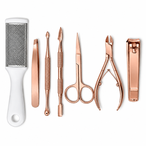 Professional Stainless Steel 7 In 1 <b>Nail</b> <b>Kit</b> Manicure Tools Set Luxurious Rose Gold Adult Use - Product Image 1