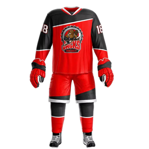Dernier design, haute qualité, nouvelle arrivée, ensembles d'uniformes de hockey sur glace pour hommes adultes, 100% polyester, respirant, écologique, séchage rapide - Product Image 1