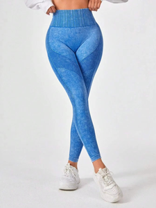 Super Quality Solid Casual Knitted Yoga Fitness <b>Leggings</b> 4 Way Stretch Breathable Anti-Bacterial Knee-Length <b>Seamless</b> <b>Legging</b> - Product Image 2