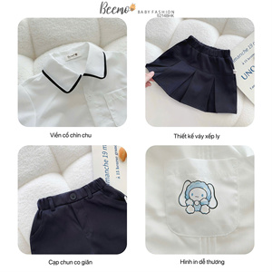 Ensembles de vêtements pour enfants de haute qualité, garçons et filles, style uniforme scolaire tendance, ensembles de vêtements pour tout-petits, 2 pièces, noir et blanc - Product Image 6