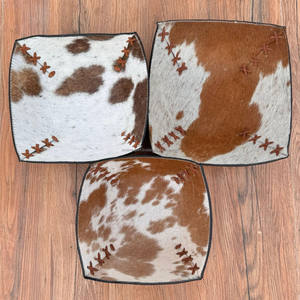 Cheveux occidentaux tan et blancs sur cuir de vachette 3 ensembles de plateaux bol en cuir gaufré marron de qualité supérieure plateau de valet luxueux cadeaux de mariage - Product Image 2