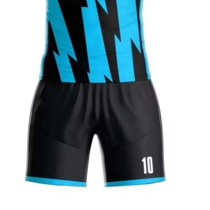 Unisex Black Blue Striped Soccer Jersey Set V-Neck Short Sleeve Moisture Wicking Polyester Uniform All Seasons Athletic Wear - Product Image 3