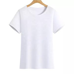 Camiseta con estampado de logotipo personalizado para mujer, camiseta lisa ajustada 100% de algodón en blanco - Product Image 1