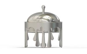 Cazuela de diseño plateada de estilo industrial, con tapa y pomo a juego, que aporta encanto a cualquier evento. - Product Image 6