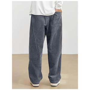 Pantalones de pana para hombre, casuales, holgados, de pierna ancha, joggers, pantalones deportivos, cintura elástica con cordón y bolsillos, cómodos - Product Image 3