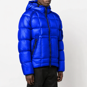 <b>Men</b> Hooded Puffer Jacket <b>Winter</b> <b>Warm</b> Breathable Fleece Zipper Closure Casual Solid Color Polyester <b>Coat</b> - Product Image 3