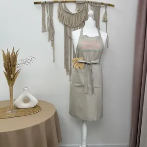 Tablier <span class=keywords><strong>de</strong></span> travail en lin pur pour artiste, tablier brodé avec nom, durable, confortable, <span class=keywords><strong>tenue</strong></span> esthétique pour <span class=keywords><strong>peintre</strong></span> avec poche - Product Image 4