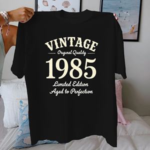 Vintage 1985 édition limitée design pur coton femmes Tshirt confort fit - Product Image 3
