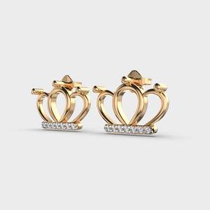 Pendientes de Corona con Diamantes Cultivados en Laboratorio Certificados por IGI, Oro Amarillo/Blanco/Rosa de 14K, Estilo Princesa, Pendientes de Diamantes Minimalistas - Product Image 2