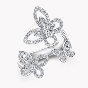 Romantic Butterfly Cocktail <b>Ring</b> <b>With</b> Round Brilliant Cut Diamonds <b>925</b> <b>Silver</b> Women Wedding Jewelry - Product Image 1