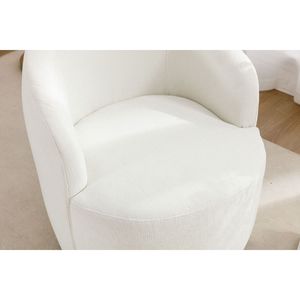 Poltrona Girevole con Braccioli in Tessuto Chenille e Anello in Metallo con Rivestimento in Polvere Nera Avorio - per Soggiorno - Product Image 4
