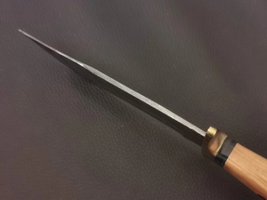 Couteau de chasse Bowie en acier Damas, manche en bois d'olivier, bord partiellement dentelé, outil multifonction pour le camping en plein air, léger - Product Image 4