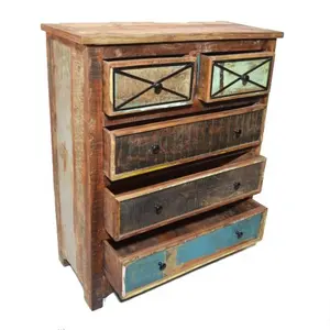 再生木抽屉柜，五个抽屉，再生木家具