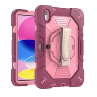 360 °   Étui de tablette multifonction rotatif avec sangle de poignet, béquille, poignée anti-chute et bandoulière antichoc pour iPad 10.9 10e 11e génération