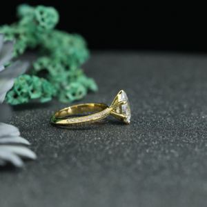 Pear Cut Moissanite Engagement <b>Ring</b> 925 Sterling <b>Silver</b> Gold Plated | Minimalist <b>Solitaire</b> Wedding <b>Ring</b> for Women - Product Image 5