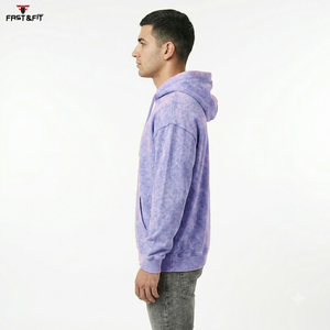 เสื้อฮู้ดดี้สีพื้นเรียบง่าย สวมใส่สบาย ราคาสุดคุ้ม สำหรับผู้ชาย ทรงโอเวอร์ไซส์ ล้างสีแบบแอซิดวอช - Product Image 5