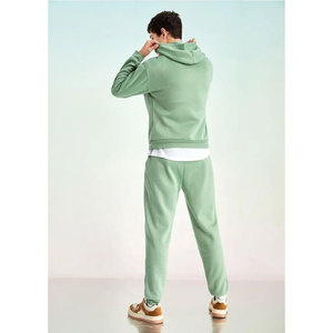 Men's Solid Color Hooded Tracksuit Set Long Sleeve Regular Fit 100% Cotton Fleece Casual <b>Jogger</b> Sweatshirt And Pants - Product Image 2