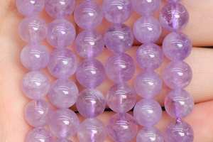ลูกปัดอะเมทิสต์สีม่วงอ่อนโปร่งแสง ของแท้จากธรรมชาติ รูปทรงกลม ครึ่งเม็ด ขายส่งจำนวนมาก - Product Image 2