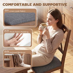 Set di 2 Sedie da Pranzo con Schienale a X, Sedute Imbottite Grigie con Gambe Rimovibili in Legno di Gomma, Seduta Imbottita per Cucina o Sala da Pranzo - Product Image 5