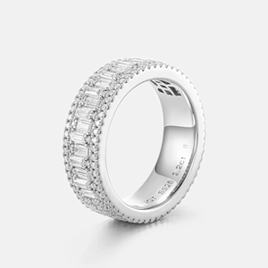 Bague de rappeur de luxe à haute brillance et sertie de pierres |   Bijoux de mode hip-hop pour hommes |   Bague en moissanite créée en laboratoire sertie de pierres, plaquée rhodium - Product Image 5