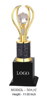 Trophée de championnat de taille standard, design en métal chromé moulé sous pression, gravure laser, logo personnalisé, base en MDF portable, impression UV