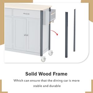 Carrello da Cucina con Piano in Legno Massello da 54,3 Pollici, 4 Ante, Due Cassetti, Portaspezie, Portasciugamani e Ruote Bloccabili - Product Image 5