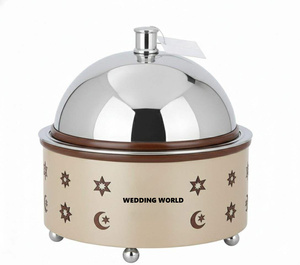 Wedding Food Supplies Chafing Dish <b>Set</b> of Two Designer Casserole Silver Finished Decoratie Metal Food Warmer - Product Image 2