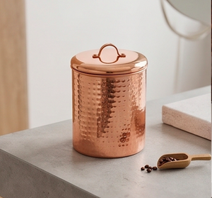 Recipiente grande de aluminio martillado con acabado en cobre para una organización elegante en la cocina, uso en la mesa y almacenamiento. - Product Image 4