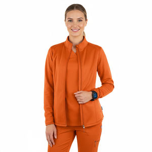 Blouse médicale zippée intégrale pour femme, avec couleurs de logo personnalisées, extensible et performante, coupe ajustée, prix de gros - Product Image 1
