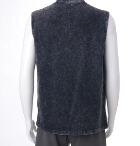 Débardeur Homme 100% Coton, Col Rond, Sans Manches, Teint Uni, Respirant, Écologique, Tricoté, Décontracté, Lavé, Coupe Ample, Surdimensionné, Logo Avant - Product Image 5