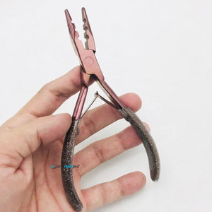 Pince à cheveux en acier inoxydable de haute qualité, couleur or rose, 3 trous, pour extensions de cheveux à micro-perles, avec logo personnalisé - Product Image 1