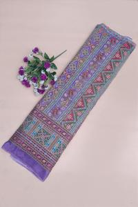 ผ้าเครปสีม่วงลาเวนเดอร์ลายเรขาคณิตสไตล์ชาติพันธุ์พิมพ์ลายพร้อมขอบลายเพสลีย์สำหรับทำชุดคุर्ติ - Product Image 5