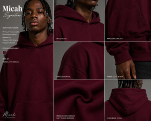 Sweat à capuche oversize pour homme en polaire polyester épais de qualité supérieure, couleur bordeaux, avec poche kangourou, imprimé numérique - Product Image 4
