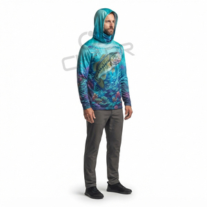 Sweat-shirts de pêche personnalisés pour hommes, 100% polyester, extensibles dans les quatre sens, protection solaire, imprimé polyester UPF 50 - Product Image 3
