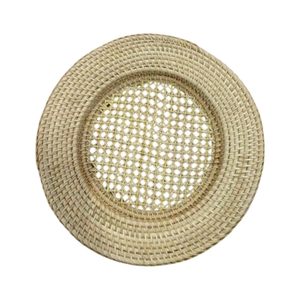 Assiettes de présentation écologiques en rotin naturel tressé à la main, sets de table ronds en osier, sous-assiettes de dîner en paille tressée, vente en gros - Product Image 4