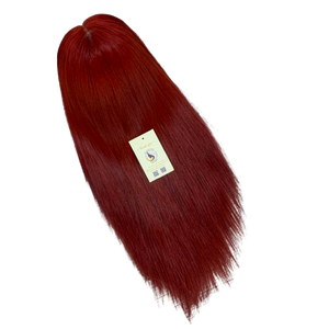 วิกผมสีแดงพรีเมียม ผมแท้เวียดนาม สีเบอร์กันดี วิกแบบไม่ต้องใช้กาวติด  วิกผมเวียดนามแท้แบบตรงธรรมชาติ วิกผมสวิส - Product Image 1