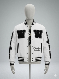 OEM Custom Winter Hip Hop Casual Wool Blend Chenille Embroidery Baseball Letterman <b>Bomber</b> Varsity <b>Jacket</b> for <b>Men</b> - Product Image 3