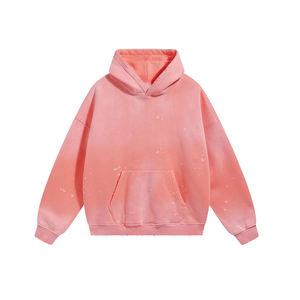 Sweat-shirt à capuche rose surdimensionné unisexe, décontracté, en coton French Terry, avec poche, longueur standard, pour l'automne - Product Image 6
