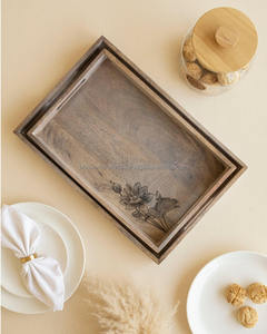 Solid Wooden Tray Best Quality Top Selling Eco Friendly Durable Handmade Kitchen Home <b>Decor</b> Gift Wholesale Supplier - Product Image 5