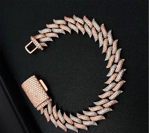 Pulsera y Collar de Eslabones Cubanos de Plata 925 con Diamantes de Moissanita en Oro Rosa y Plata, Joyería Unisex - Product Image 2