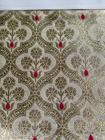 Tissu brocart Meena en polyester, jacquard métallisé tissé, brodé, poids moyen, pour textile de maison