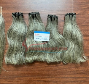 Extensiones de trama de cabello humano liso gris natural de alta calidad Paquetes garantizados al por mayor hechos de cabello vietnamita crudo - Product Image 1